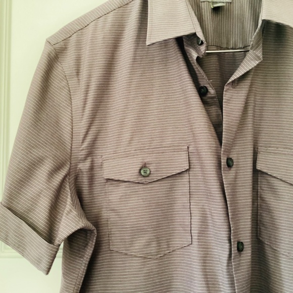 Nordstrom Calibrate Men's Short Sleeve Button Down purple horizontal stripe L - Picture 8 of 13
